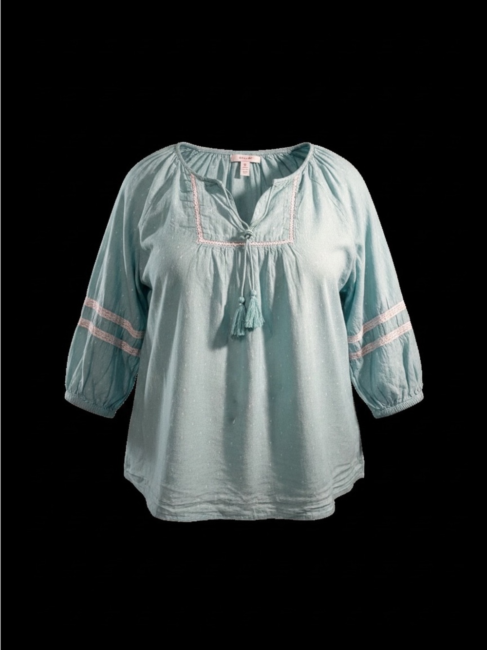 St. John's Bay Light Blue Peasant Tunic with Tassel